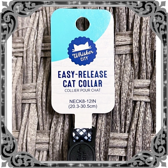 Petsmart Breakaway Bow Tie Cat Collar Black & White Plaid Striped Bell Dog XS - Picture 3 of 6